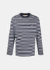 Navy Striped Tricolor Fox Patch Long Sleeves