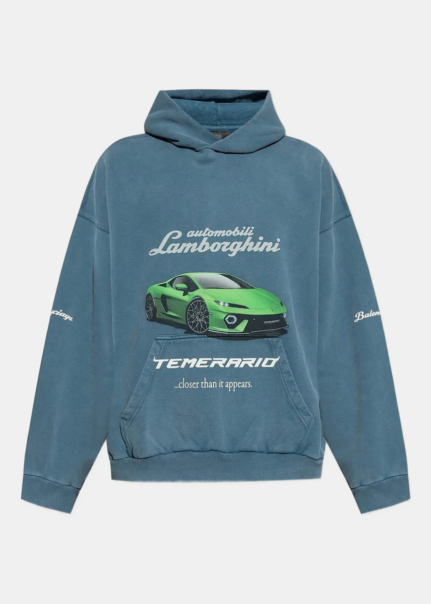 Dark Blue Lambo Medium Fit Hoodie | LEISURE CENTER