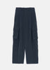 Blue Grey Pleated High-Waisted Cargo Trousers