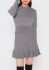 Grey Rib/W Jacquard Mock Neck Knit Dress
