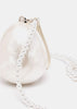 White Micro Pearl Egg Clutch Bag