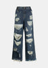 Blue Distressed-Effect Jeans