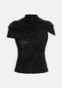 Black Rhinestone Mesh Cut Out Top