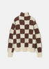 Brown/White Check Turtleneck Sweater