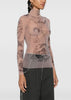 Beige Tattoo-Print Mesh Top