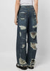 Blue Distressed-Effect Jeans