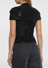 Black Rhinestone Mesh Cut Out Top