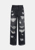 Black Distressed-Effect Jeans