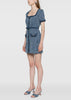 Blue Textured Denim Mini Dress