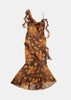 Brown Georgette Evening Dress