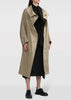 Beige Long-Collar Cotton Single-Breasted Coat