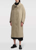 Beige Long-Collar Cotton Single-Breasted Coat