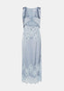 Blue Satin Lace Insert Midi Dress