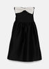 Black Taffeta Contrast Bow Midi Dress