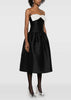 Black Taffeta Contrast Bow Midi Dress