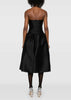 Black Taffeta Contrast Bow Midi Dress