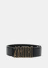 Black Logo-Plaque Leather Belt