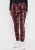 Red Cotton Stretch Calze Check Pants
