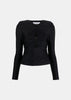 Black Ruched Cut-Out Top