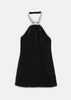 Black Boucle Pearl Trim Mini Dress