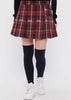 Red Cotton Stretch Calze Check Skirt