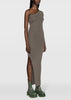Taupe One-Shoulder Ribbed Maxi Dress