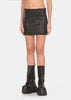 Black Coated Denim Mini Skirt