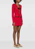 Red Textured Knit Corsage Mini Dress