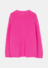 Pink Over Round Neck Pullover In Cashmere With Slits