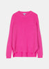 Pink Over Round Neck Pullover In Cashmere With Slits