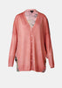 Pink Cashmere Silk Cardigan With Back Peonies Silk