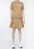 Brown Pintuck Pattern Jacquard Knit Skirt