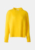 Yellow Over Round Neck Pullover In Cashmere With Slits