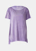 Purple Hand Painted Micromodal Round Neck T-Shirt With Slits