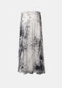 White & Black Marmo Effect Long Silk Skirt