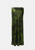 Green Camouflage Midi Silk Skirt