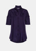 Purple Scarf-Detail Silk Shirt