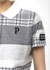 White Patchwork Panel Kanoko Jacquard Short Sleeve Polo Shirt
