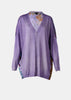 Purple Cashmere Silk Cardigan With Back Peonies Silk