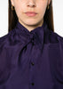 Purple Scarf-Detail Silk Shirt
