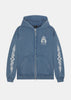 Washed Blue Burning Unity Zip-Up Hoodie