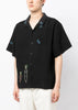 Black Embroidered-Motif Greeting Shirt