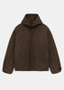 Brown Textured Nylon Hooded Coaches Jacket