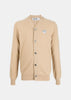 Camel & White Heart Patch Cardigan