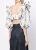 White Floral-Print Ruffled Blouse