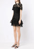 Black Lace-Panelled Crepe Dress