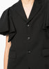 Black Short Draped-Sleeves Blazer