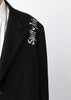 Black Embroidered Motif Single-Breasted Coat