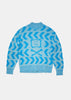 Blue Graphic-Patterned Wool-Blend Jumper
