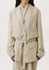 Beige Belted Double Breasted Jacket